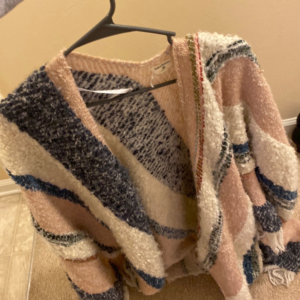 Blanket wrap world market|blue pink white